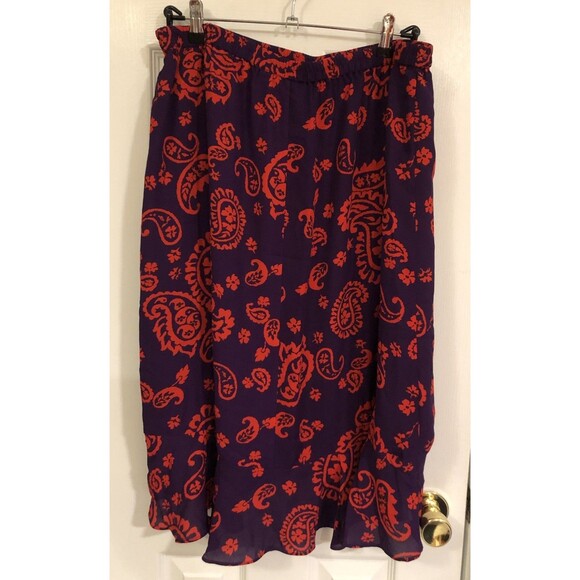 Linea By Louis Dell’ Olio Womens Purple Red Paisley Skirt Hi-Low Hem Sz L - Picture 2 of 4